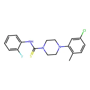 4-(5-chloro-2-methylphenyl)-N-(2-fluorophenyl)piperazine-1-carbothioamide structure