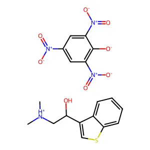 1-(1-Benzothiophen-3-yl)-2-(dimethylamino)ethan-1-ol--2,4,6-trinitrophenol (1/1) structure