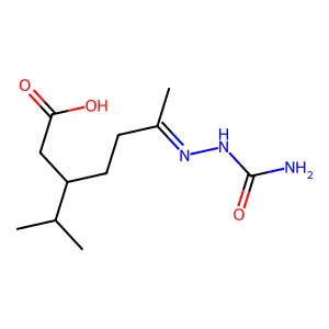 6-(Carbamoylhydrazinylidene)-3-propan-2-ylheptanoic acid structure