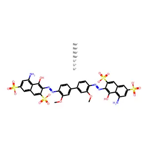dilithium;disodium;5-amino-3-[[4-[4-[(8-amino-1-hydroxy-3,6-disulfonatonaphthalen-2-yl)diazenyl]-3-methoxyphenyl]-2-methoxyphenyl]diazenyl]-4-hydroxynaphthalene-2,7-disulfonate structure