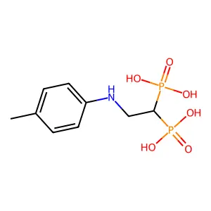 [2-(4-Methylanilino)-1-phosphonoethyl]phosphonic acid structure