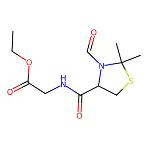 Ethyl 2-[(3-formyl-2,2-dimethyl-1,3-thiazolidine-4-carbonyl)amino]acetate structure