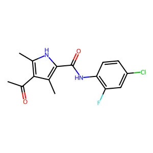 4-acetyl-N-(4-chloro-2-fluorophenyl)-3,5-dimethyl-1H-pyrrole-2-carboxamide structure