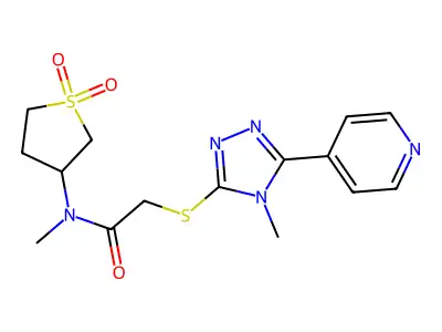 N-(1,1-dioxothiolan-3-yl)-N-methyl-2-(4-methyl-5-(4-pyridyl)(1,2,4-triazol-3-y lthio))acetamide structure