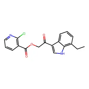 2-(7-ethyl-1H-indol-3-yl)-2-oxoethyl 2-chloropyridine-3-carboxylate structure