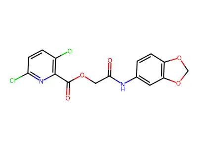 [(1,3-Dioxaindan-5-yl)carbamoyl]methyl 3,6-dichloropyridine-2-carboxylate structure