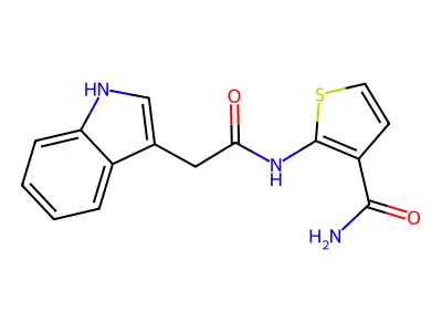 2-[2-(1H-indol-3-yl)acetamido]thiophene-3-carboxamide structure