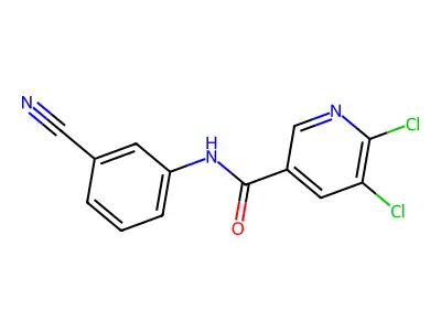5,6-dichloro-N-(3-cyanophenyl)pyridine-3-carboxamide structure