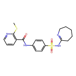 N-{4-[(azepan-2-ylidene)sulfamoyl]phenyl}-2-(methylsulfanyl)pyridine-3-carboxamide structure