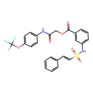 [2-oxo-2-[4-(trifluoromethoxy)anilino]ethyl] 3-[[(E)-2-phenylethenyl]sulfonylamino]benzoate structure