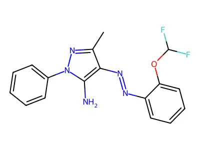 (4Z)-4-{2-[2-(difluoromethoxy)phenyl]hydrazinylidene}-5-methyl-2-phenyl-2,4-dihydro-3H-pyrazol-3-imine structure
