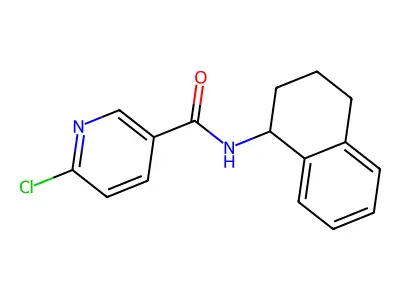 6-chloro-N-(1,2,3,4-tetrahydronaphthalen-1-yl)pyridine-3-carboxamide structure