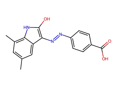 4-(2-(5,7-Dimethyl-2-oxoindolin-3-ylidene)hydrazineyl)benzoic acid structure