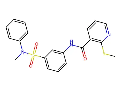 N-{3-[methyl(phenyl)sulfamoyl]phenyl}-2-(methylsulfanyl)pyridine-3-carboxamide structure