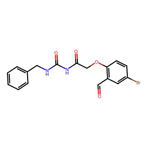 N-(benzylcarbamoyl)-2-(4-bromo-2-formylphenoxy)acetamide structure