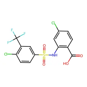 4-Chloro-2-[4-chloro-3-(trifluoromethyl)benzenesulfonamido]benzoic acid structure
