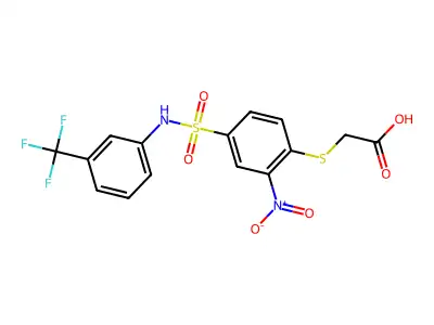 2-[(2-Nitro-4-{[3-(trifluoromethyl)phenyl]sulfamoyl}phenyl)sulfanyl]acetic acid structure
