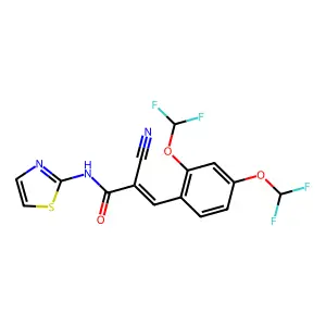 3-[2,4-bis(difluoromethoxy)phenyl]-2-cyano-N-(1,3-thiazol-2-yl)prop-2-enamide structure