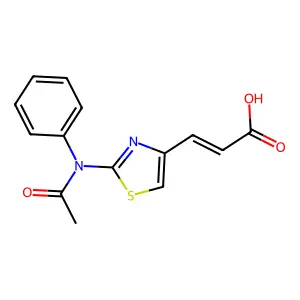 (2E)-3-{2-[acetyl(phenyl)amino]-1,3-thiazol-4-yl}acrylic acid structure