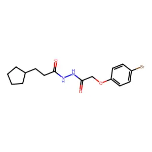 N'-[2-(4-bromophenoxy)acetyl]-3-cyclopentylpropanehydrazide structure