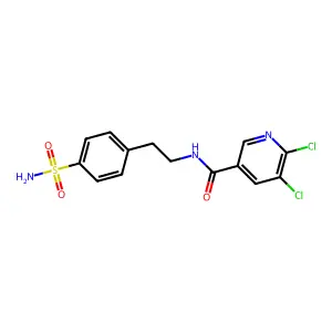 5,6-dichloro-N-[2-(4-sulfamoylphenyl)ethyl]pyridine-3-carboxamide structure