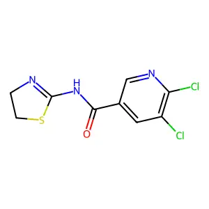 5,6-dichloro-N-(4,5-dihydro-1,3-thiazol-2-yl)pyridine-3-carboxamide structure