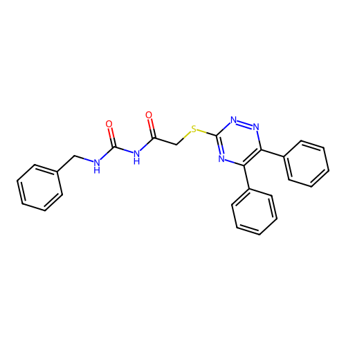 N-benzyl-N'-{[(5,6-diphenyl-1,2,4-triazin-3-yl)sulfanyl]acetyl}urea structure