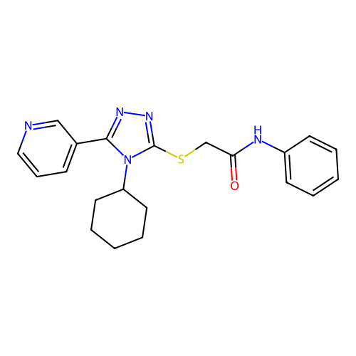 2-{[4-cyclohexyl-5-(pyridin-3-yl)-4H-1,2,4-triazol-3-yl]sulfanyl}-N-phenylacetamide structure