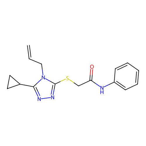 2-{[5-cyclopropyl-4-(prop-2-en-1-yl)-4H-1,2,4-triazol-3-yl]sulfanyl}-N-phenylacetamide structure