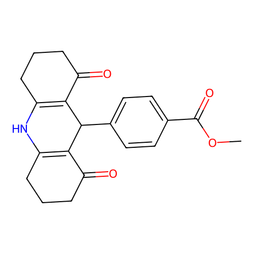Methyl 4-(1,8-dioxo-1,2,3,4,5,6,7,8,9,10-decahydroacridin-9-yl)benzoate structure