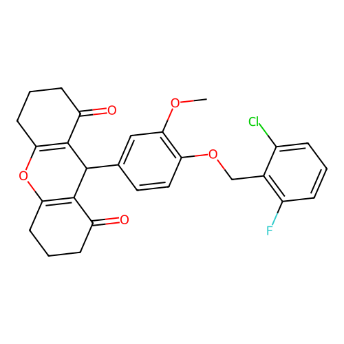 9-{4-[(2-chloro-6-fluorobenzyl)oxy]-3-methoxyphenyl}-3,4,5,6,7,9-hexahydro-1H-xanthene-1,8(2H)-dione structure