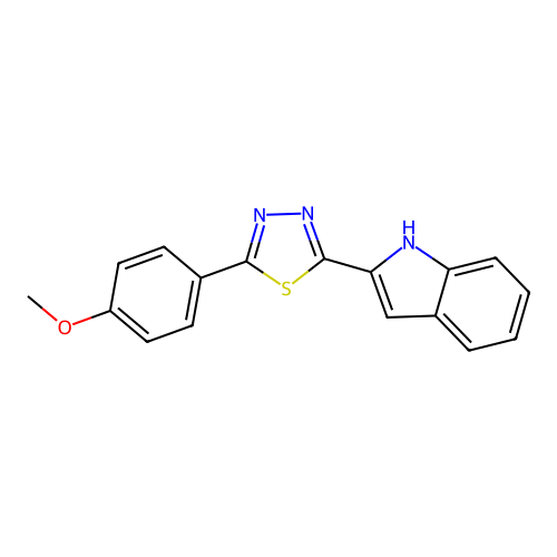 2-[5-(4-methoxyphenyl)-1,3,4-thiadiazol-2-yl]-1H-indole structure