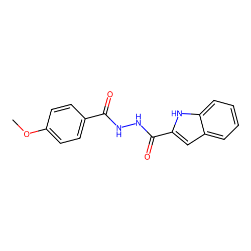 N'-[(4-methoxyphenyl)carbonyl]-1H-indole-2-carbohydrazide structure