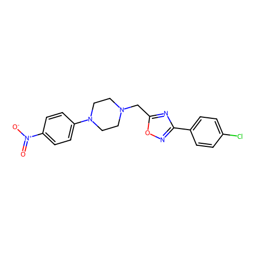 1-{[3-(4-Chlorophenyl)-1,2,4-oxadiazol-5-yl]methyl}-4-(4-nitrophenyl)piperazine structure