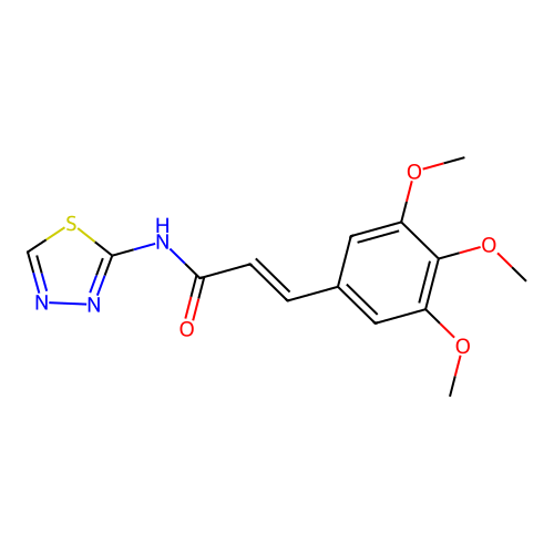 (2E)-N-(1,3,4-thiadiazol-2-yl)-3-(3,4,5-trimethoxyphenyl)prop-2-enamide structure