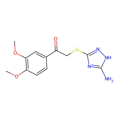 2-[(5-amino-4H-1,2,4-triazol-3-yl)sulfanyl]-1-(3,4-dimethoxyphenyl)ethanone structure