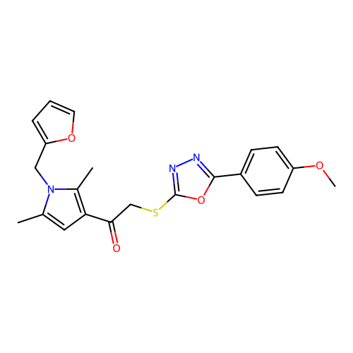 1-(1-(furan-2-ylmethyl)-2,5-dimethyl-1H-pyrrol-3-yl)-2-((5-(4-methoxyphenyl)-1,3,4-oxadiazol-2-yl)thio)ethanone structure
