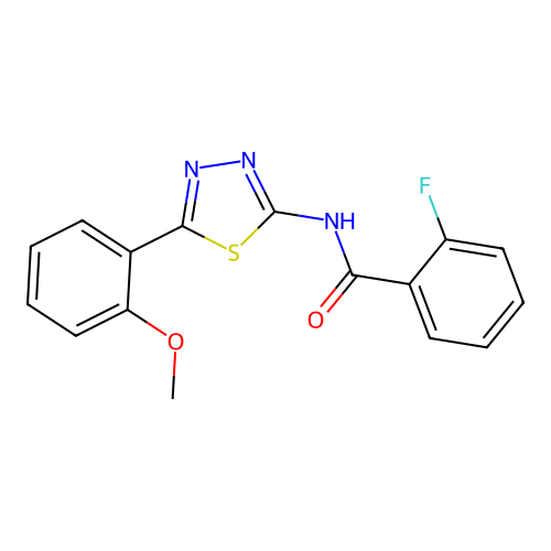2-fluoro-N-[5-(2-methoxyphenyl)-1,3,4-thiadiazol-2-yl]benzamide structure