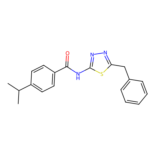N-(5-benzyl-1,3,4-thiadiazol-2-yl)-4-(propan-2-yl)benzamide structure
