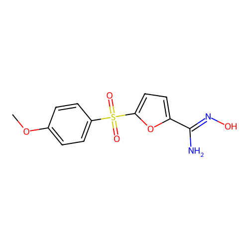 N'-hydroxy-5-(4-methoxyphenyl)sulfonylfuran-2-carboximidamide structure