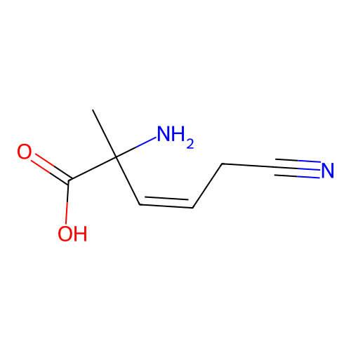 (Z)-2-amino-5-cyano-2-methylpent-3-enoic acid structure
