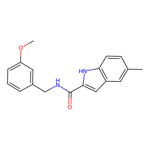 N-(3-methoxybenzyl)-5-methyl-1H-indole-2-carboxamide structure