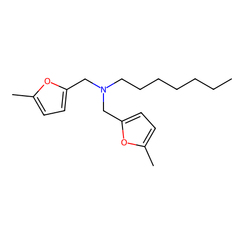 N,N-bis[(5-methylfuran-2-yl)methyl]heptan-1-amine structure