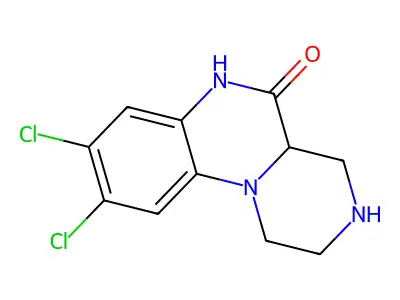 8,9-dichloro-2,3,4,4a-tetrahydro-1H-pyrazino(1,2-a)quinoxalin-5(6H)-one structure