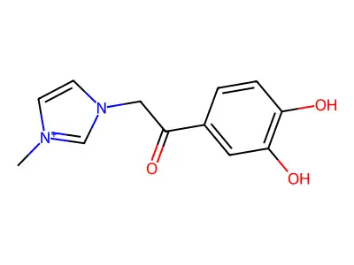 3-[2-(3,4-Dihydroxyphenyl)-2-oxoethyl]-1-methyl-1H-imidazolium structure