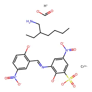 Chromate(1-), (formato-O)(2-hydroxy-3-(((2-hydroxy-5-nitrophenyl)methylene)amino)-5-nitrobenzenesulfonato(3-))-, hydrogen, compd. with 2-ethyl-1-hexanamine (1:1) structure