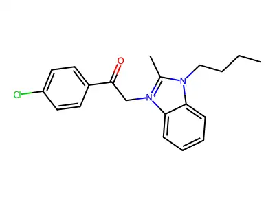 1-Butyl-3-[2-(4-chlorophenyl)-2-oxoethyl]-2-methyl-1H-benzimidazolium structure