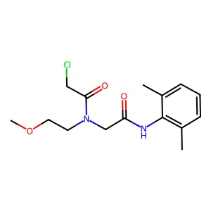 2-chloro-N-(((2,6-dimethylphenyl)carbamoyl)methyl)-N-(2-methoxyethyl)acetamide structure