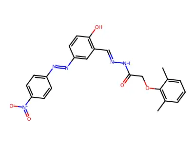 Acetic acid, 2-(2,6-dimethylphenoxy)-, 2-[[2-hydroxy-5-[2-(4-nitrophenyl)diazenyl]phenyl]methylene]hydrazide structure