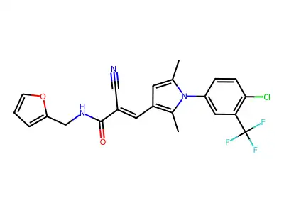 (E)-3-[1-[4-chloro-3-(trifluoromethyl)phenyl]-2,5-dimethylpyrrol-3-yl]-2-cyano-N-(furan-2-ylmethyl)prop-2-enamide structure